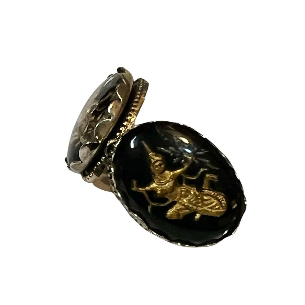 Vintage Siam Niello Hindu Goddess Screw Back Earrings - Picture 1 of 5